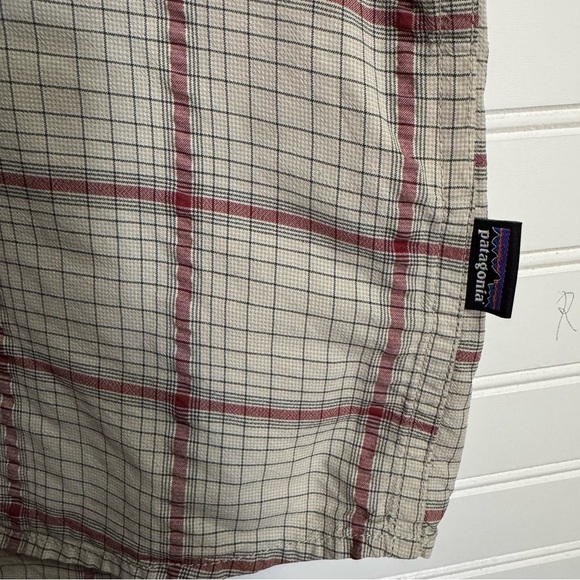 Patagonia Men's Cotton Shirt Sz XXL Cream Black Red Check Pattern Short Sleeve - Picture 4 of 7